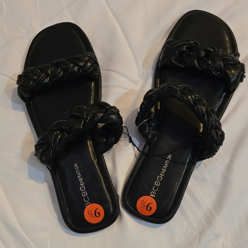 BCBGeneration Black Braided Slippers